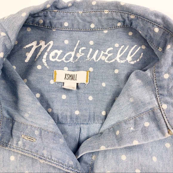 Madewell Dotted Chambray Long Sleeve Shirt Sz XS - Picture 6 of 8